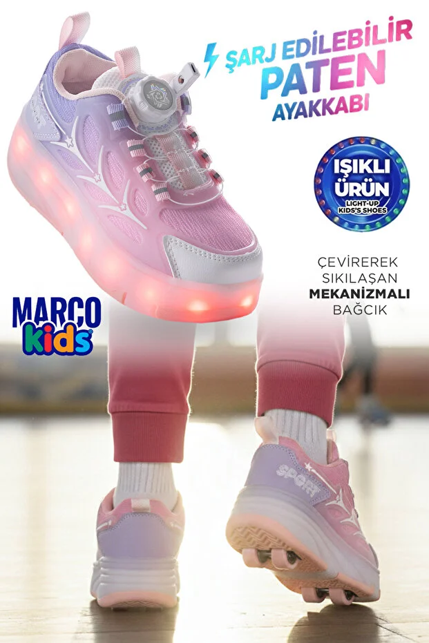 1801 Patenli Spor Ayakkabı P. Pembe - 28