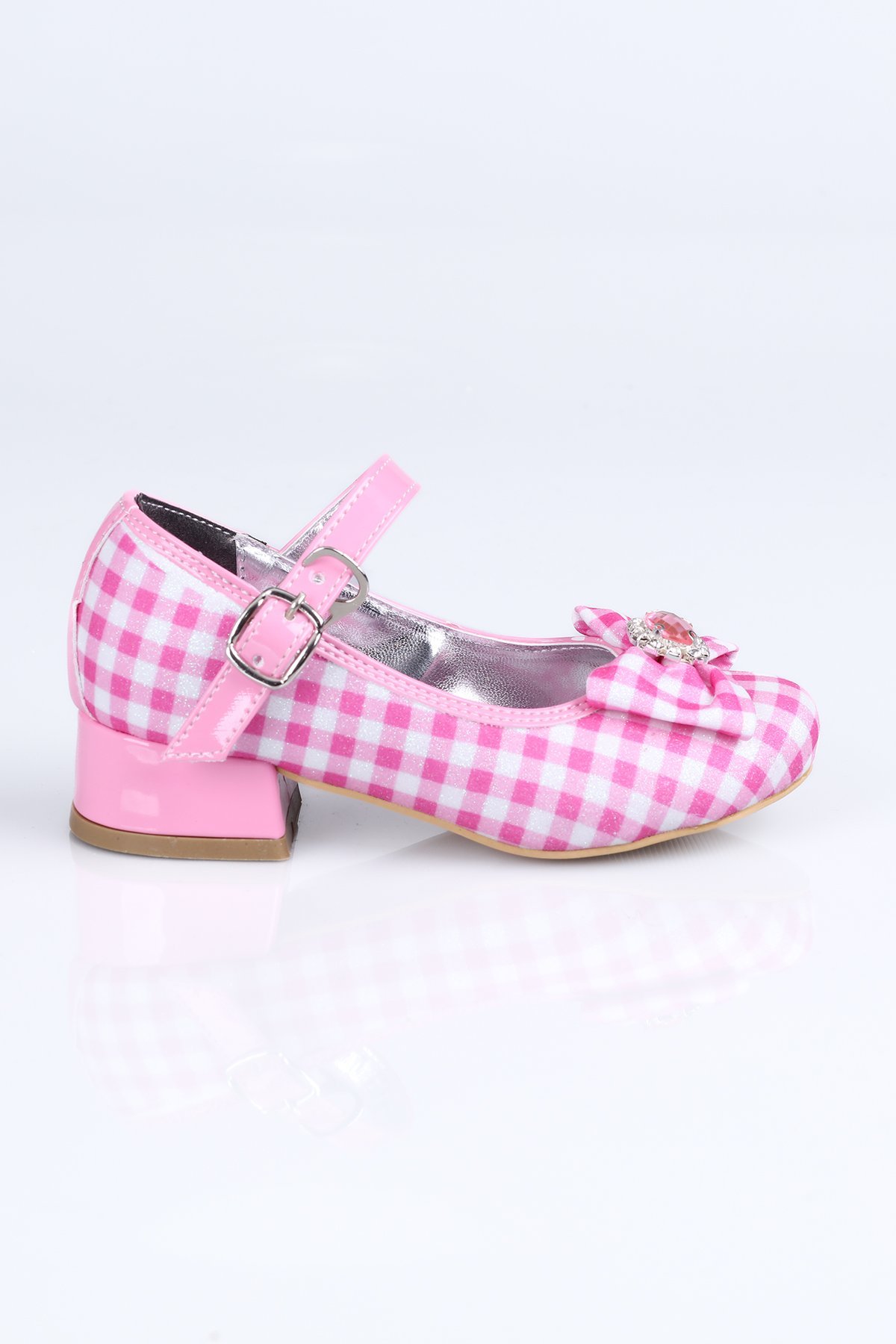 H.102 Ekose Barbie topuklu Ayakkabı