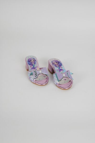 T.1001 Deniz Kızı Temalı İnci Detaylı Kız Çocuk Topuklu Terlik Lila - 24
