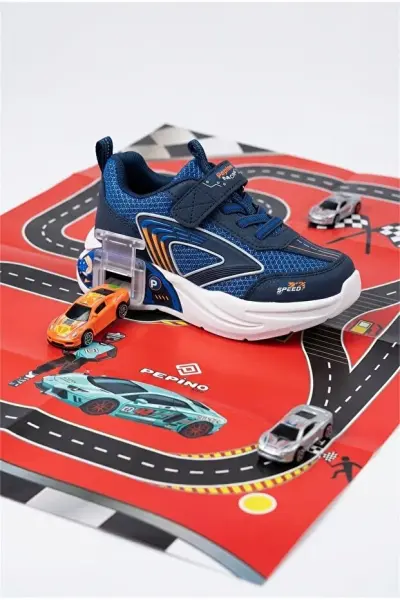 P.2440 Racing Arabalı Çocuk Spor Ayakkabı Saks Mavi - 27