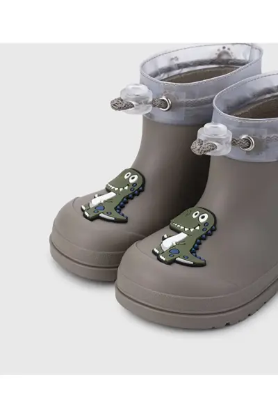 Mendi Dino Çocuk Yağmur Çizmesi Taupe - 23