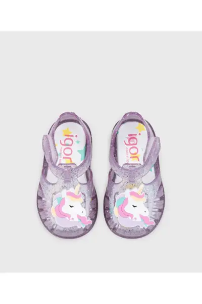 Tobby Unicornio Çocuk Şeffaf Simli Sandalet