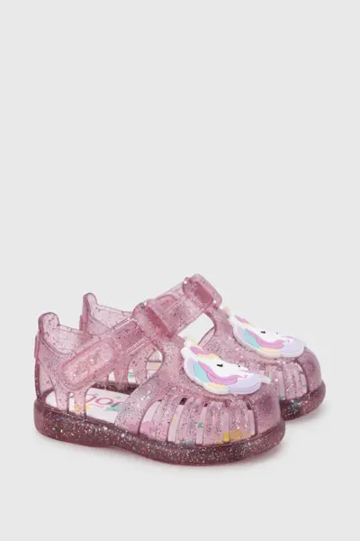 Tobby Unicornio Çocuk Şeffaf Simli Sandalet TR.Fucsıa Multı Glitter - 22