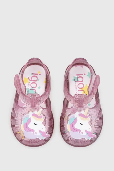 Tobby Unicornio Çocuk Şeffaf Simli Sandalet TR.Fucsıa Multı Glitter - 27