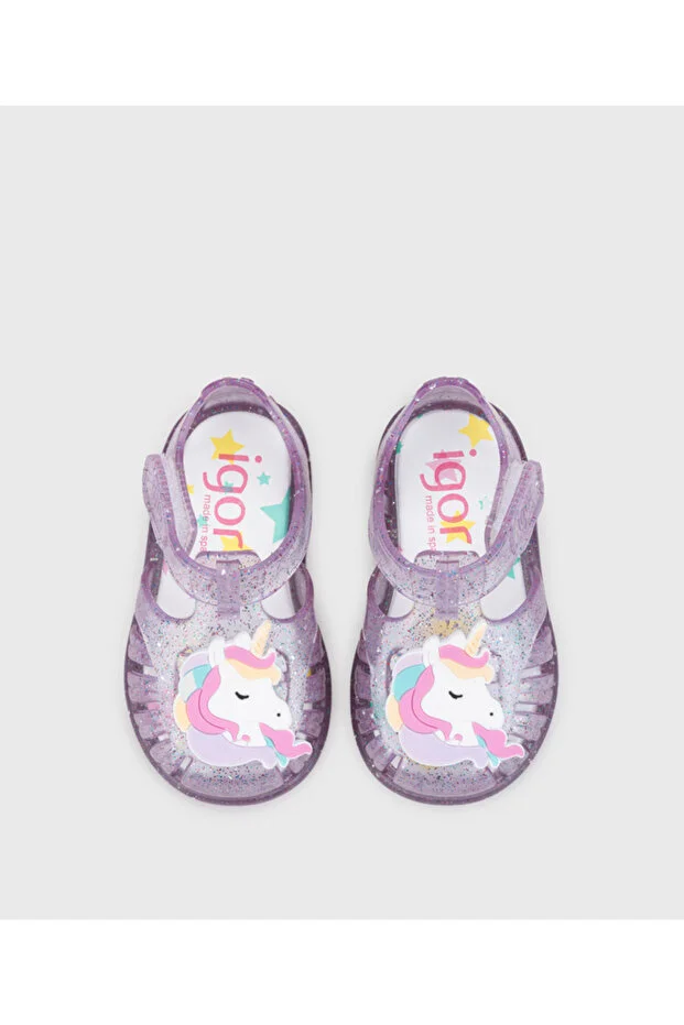 Tobby Unicornio Çocuk Şeffaf Simli Sandalet TR.Malva Multı Glitter - 24