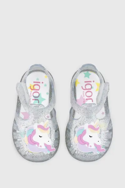 Tobby Unicornio Çocuk Şeffaf Simli Sandalet TR.Transp. Multı Glitter - 26