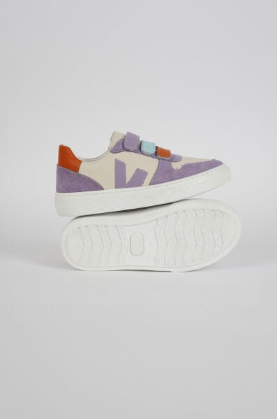 V.100 Çocuk Hakiki Deri Sneaker Ayakkabı Bej-Lila - 34