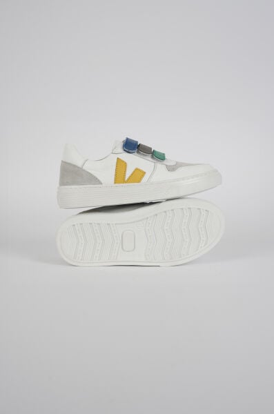 V.100 Çocuk Hakiki Deri Sneaker Ayakkabı Beyaz-Sarı - 34