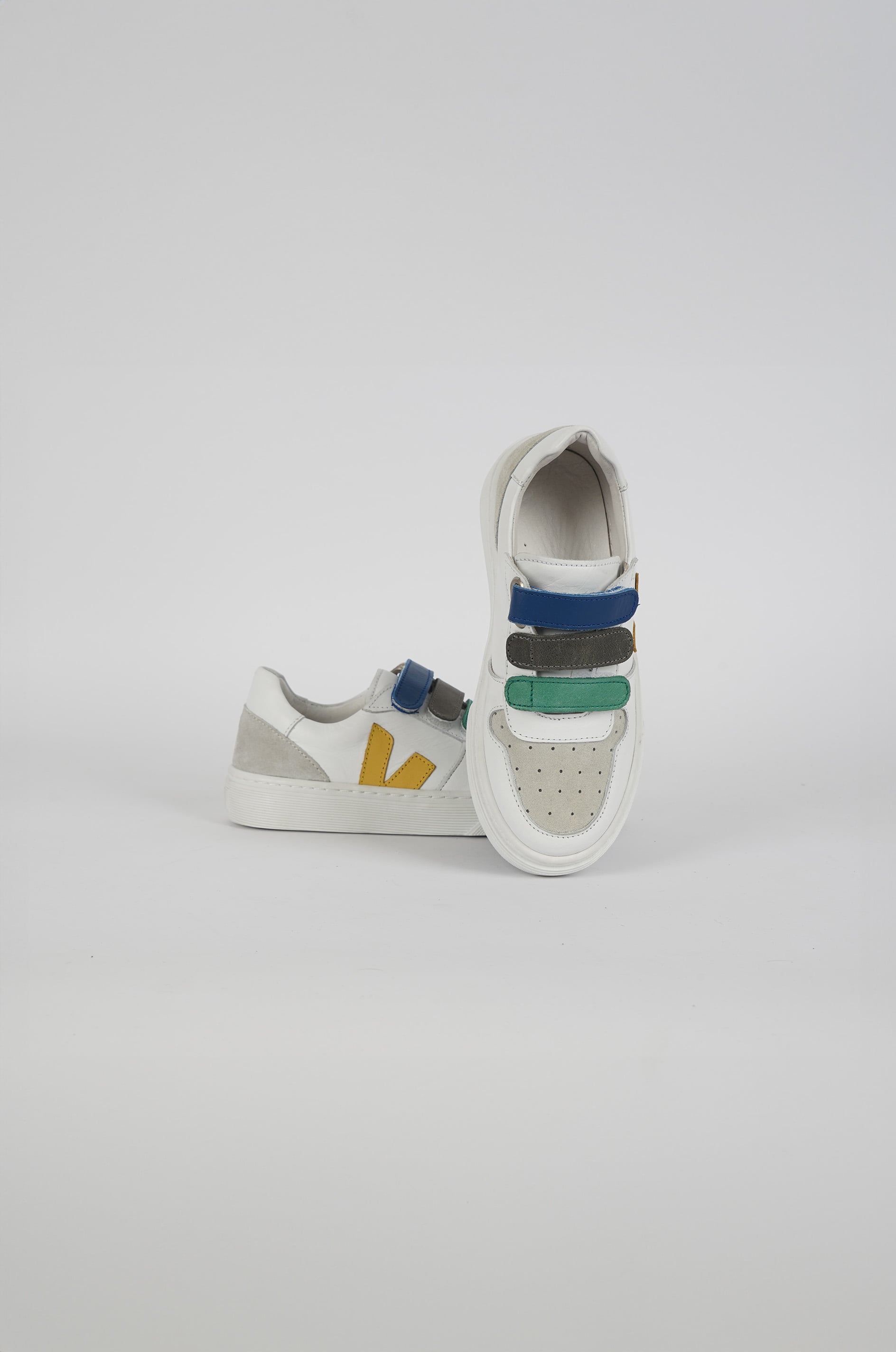 V.100 Çocuk Hakiki Deri Sneaker Ayakkabı Beyaz-Sarı - 34