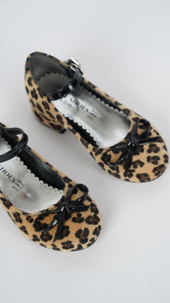 A.200 Leopar Detaylı Kız Çocuk  Topuklu Ayakkabı Bej-Leopar - 23