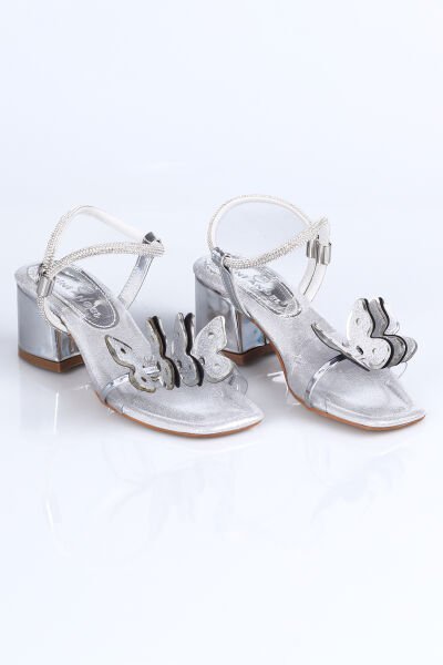 K.32 Şeffaf Bant Kelebek Detaylı Topuklu Ayakkabı F.