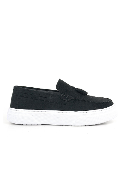 K.750 Kalın Tabanlı Loafer Ayakkabı P.F.G. Siyah-Nubuk - 34